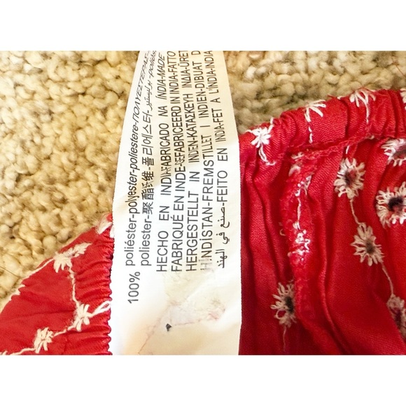 Zara red openwork embroidered ruffle blouse top S - Picture 6 of 8